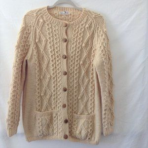 Vintage The Scotch House Women’s Cream Sweater Fisherman Cardigan Size 40, US M